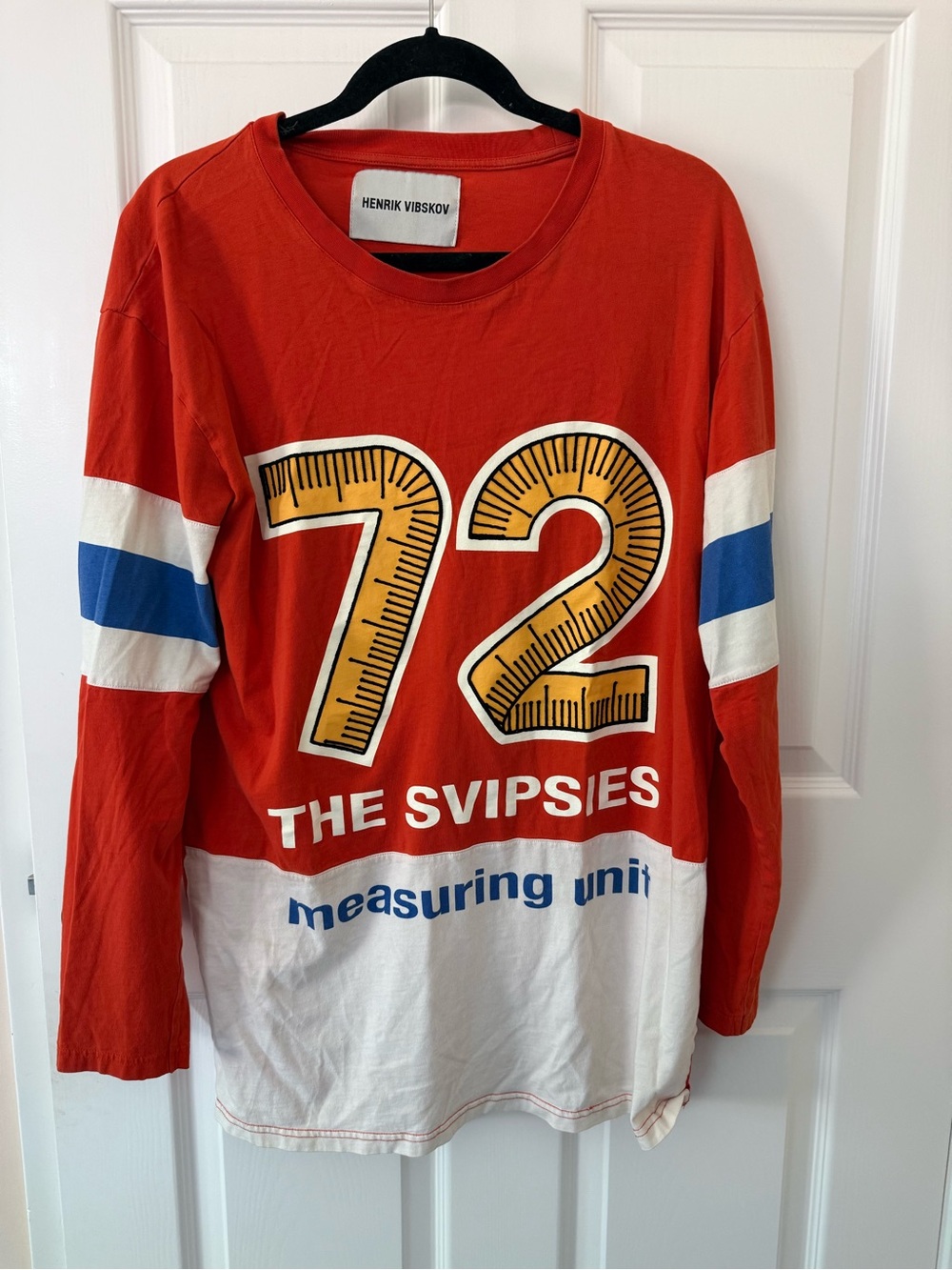 Henrik Vibskov measuring unit ruler tshirt the svipsies red large - Picture 3 of 7